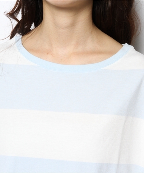 BEAMS BOY（ビームスボーイ）の「BEAMS BOY / 9cm ボーダー ビッグTシャツ（Tシャツ/カットソー・レディース・ピンク/クリーム/サックスブルー/ブラック・ONE SIZE）」の8枚目の写真