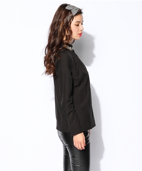 ROSE BUD（ローズバッド）の「LBL-14138 STAND/C L/S BIJOU BLOUSE（シャツ/ブラウス・レディース・ホワイト/ブラック・ONE SIZE）」の10枚目の写真