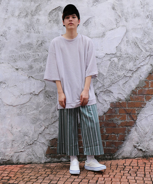 revertical(リバーティカル)の「TR素材 アンクル丈 ストライプ ワイドパンツ(その他パンツ・メンズ・ブラック×ホワイト/ネイビー×ホワイト/カーキ/グレー×ホワイト・L/XL/M)」の7枚目の写真