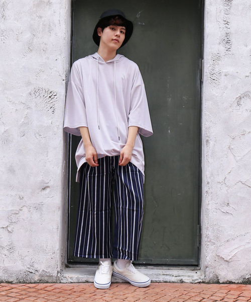 revertical(リバーティカル)の「TR素材 アンクル丈 ストライプ ワイドパンツ(その他パンツ・メンズ・ブラック×ホワイト/ネイビー×ホワイト/カーキ/グレー×ホワイト・L/XL/M)」の8枚目の写真