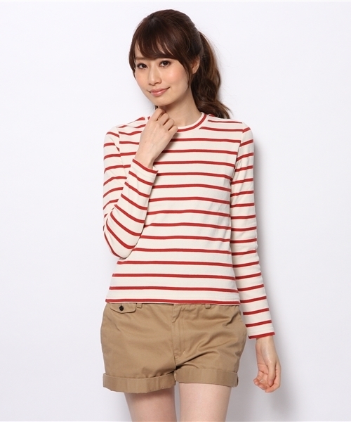 Chico（チコ）の「リブボーダークルーネックT（Tシャツ/カットソー・レディース・オフホワイト/グリーン/レッド・FREE）」の4枚目の写真