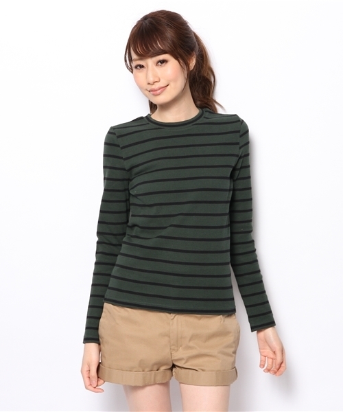 Chico（チコ）の「リブボーダークルーネックT（Tシャツ/カットソー・レディース・オフホワイト/グリーン/レッド・FREE）」の2枚目の写真