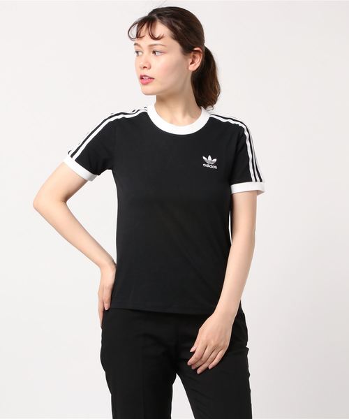 adidas Originals(アディダスオリジナルス)の「adidas Originals/アディダス オリジナルス 3 STRIPES TEE/3ストライプス Tシャツ(Tシャツ/カットソー・レディース・ブラック/ネイビー/ホワイト・S/M/L/XL)」の1枚目の写真