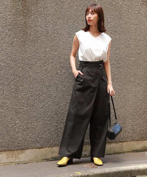 PAGEBOY（ページボーイ）の「アサコンマエボタンラップパンツ（その他パンツ・レディース・ダークブラウン/スミクロ/ライトベージュ・FREE）」の4枚目の写真