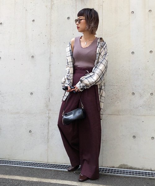 PAGEBOY（ページボーイ）の「アサコンマエボタンラップパンツ（その他パンツ・レディース・ダークブラウン/スミクロ/ライトベージュ・FREE）」の7枚目の写真