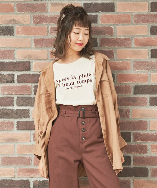 OLIVE des OLIVE（オリーブデオリーブ）の「アソートTシャツPart3（Tシャツ/カットソー・レディース・スミクロ/アイボリー/ダークブラウン/ライトブラウン・FREE）」の18枚目の写真