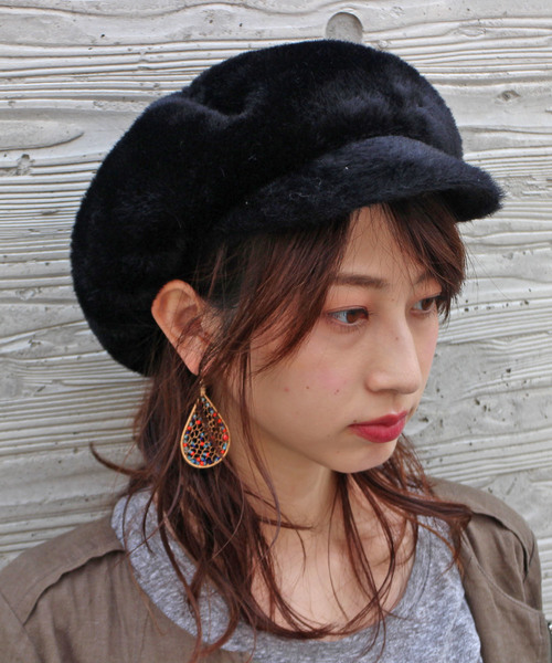 brimp（ブリンプ）の「【brimp/ ブリンプ】 フェイクミンクファーキャスケット（キャスケット・レディース・ブラック/グレー/モカ・FREE）」の2枚目の写真