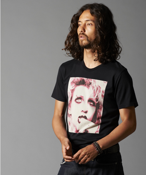 HYSTERIC GLAMOUR(ヒステリックグラマー)の「CL/CHERRY LOVE pt UネックT-SH(Tシャツ/カットソー・メンズ・ホワイト/ブルー/ブラック・SMALL/MEDIUM/LARGE)」の1枚目の写真