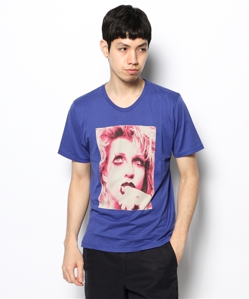 HYSTERIC GLAMOUR(ヒステリックグラマー)の「CL/CHERRY LOVE pt UネックT-SH(Tシャツ/カットソー・メンズ・ホワイト/ブルー/ブラック・SMALL/MEDIUM/LARGE)」の3枚目の写真