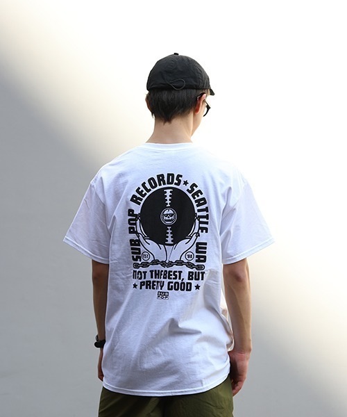 SUB POP(サブポップ)の「S/S TEE "RECORD HANDS"/ ショートスリーブ T "レコード ハンズ”(Tシャツ/カットソー・メンズ・ホワイト・LARGE/SMALL/MEDIUM/X-LARGE)」の2枚目の写真