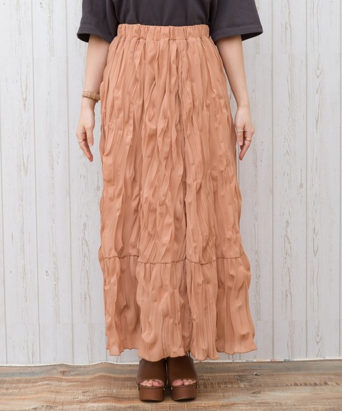 SpRay（スプレイ）の「クリンクルロングスカート（スカート・レディース・ライトグレー/オレンジ/アイボリー/ブルー/グリーン・FREE）」の17枚目の写真