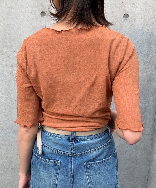 FUN.TRINITY(ファン トリニティー)の「メロウシースルートップス(Tシャツ/カットソー・レディース・オフホワイト/ブラック/テラコッタ/ミント・M)」の9枚目の写真