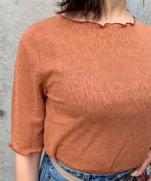 FUN.TRINITY(ファン トリニティー)の「メロウシースルートップス(Tシャツ/カットソー・レディース・オフホワイト/ブラック/テラコッタ/ミント・M)」の11枚目の写真