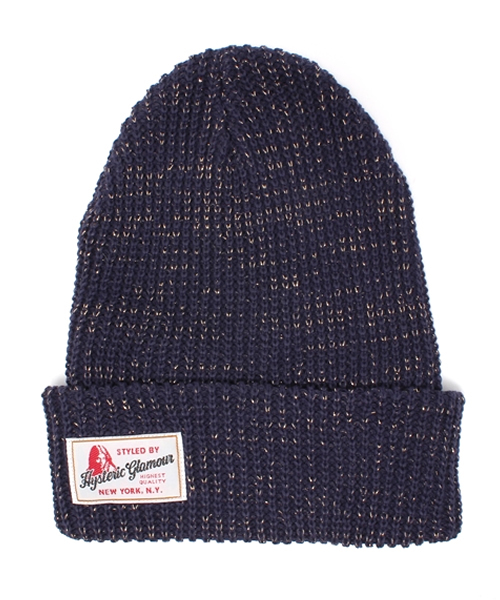 HYSTERIC GLAMOUR（ヒステリックグラマー）の「コットンラメ ワッチキャップ（ニットキャップ/ビーニー・レディース・ホワイト/ネイビー・FREE）」の2枚目の写真