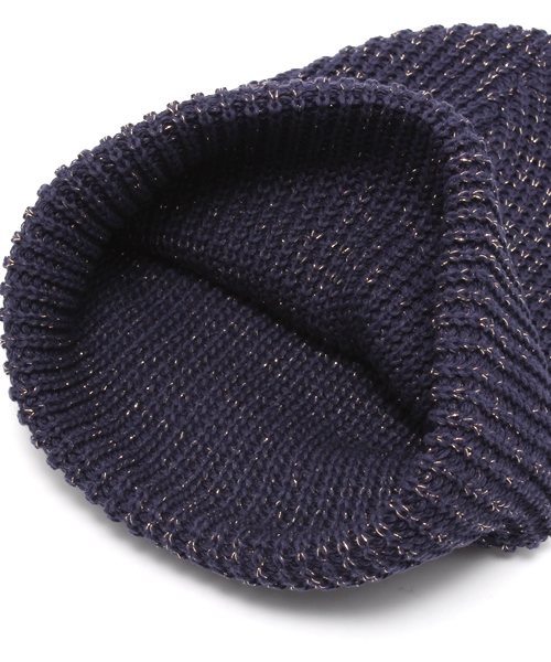 HYSTERIC GLAMOUR（ヒステリックグラマー）の「コットンラメ ワッチキャップ（ニットキャップ/ビーニー・レディース・ホワイト/ネイビー・FREE）」の6枚目の写真