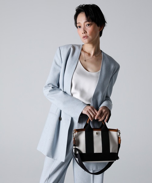 Breath TOPKAPI(ブレストプカピ)の「【Breath TOPKAPI /ブレス トプカピ】【撥水】スコッチグレイン ショルダー付き 2way ミニ トート バッグ(トートバッグ・レディース・ブラック/グレイッシュベージュ/ライトベージュ/オフホワイト/ライトグレー/ブラウン/ラベンダー/ダークネイビー/グリーン系その他/ベージュ系その他・FREE)」の11枚目の写真