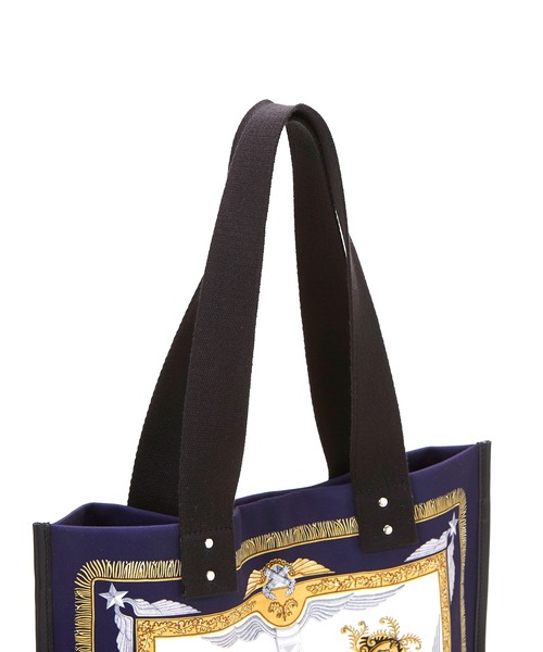 TOPKAPI（トプカピ）の「[トプカピ トレジャー]TOPKAPI TREASURE スカーフ パネル柄 マチなし トート バッグ（トートバッグ・レディース・ベージュ/ネイビー・FREE）」の4枚目の写真