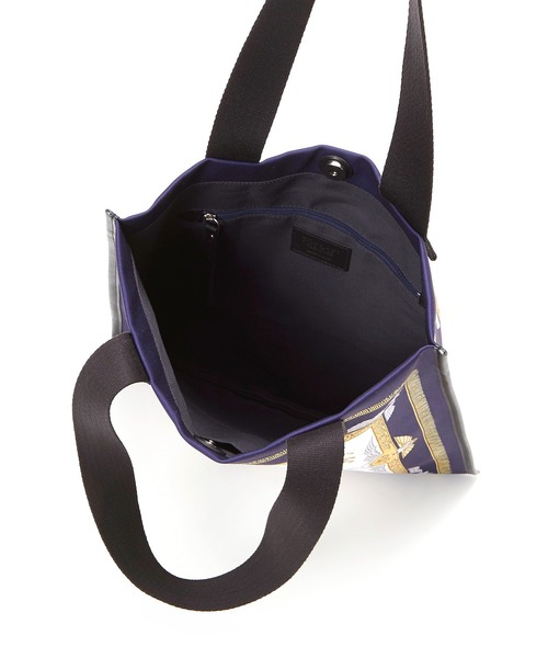 TOPKAPI（トプカピ）の「[トプカピ トレジャー]TOPKAPI TREASURE スカーフ パネル柄 マチなし トート バッグ（トートバッグ・レディース・ベージュ/ネイビー・FREE）」の5枚目の写真