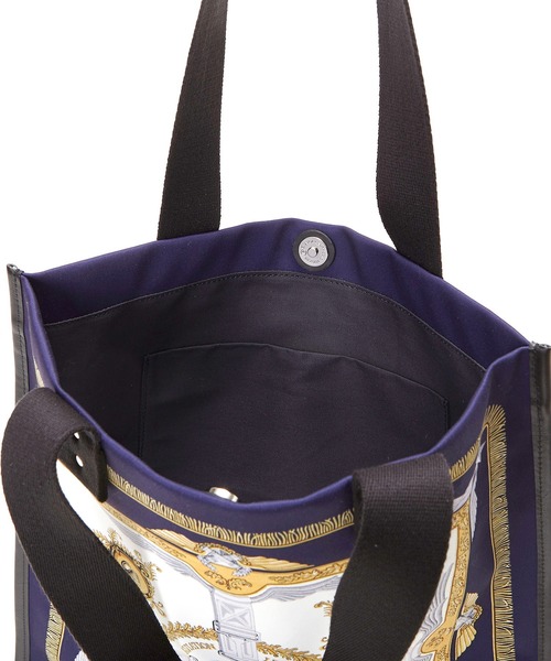 TOPKAPI（トプカピ）の「[トプカピ トレジャー]TOPKAPI TREASURE スカーフ パネル柄 マチなし トート バッグ（トートバッグ・レディース・ベージュ/ネイビー・FREE）」の7枚目の写真