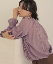 Bab | 【WEB限定】ラダーレースギャザーコットンブラウス(Tシャツ/カットソー)