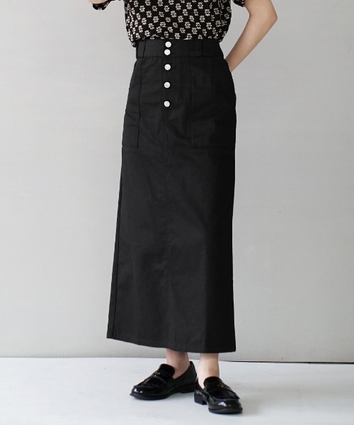 e-zakkamania stores（イーザッカマニアストアーズ）の「コットンツイル ペンシルスカート（スカート・レディース・カーキ/ベージュ/ブラック/オフホワイト・L/M）」の3枚目の写真