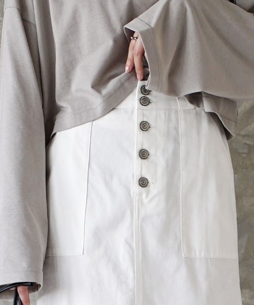 e-zakkamania stores（イーザッカマニアストアーズ）の「コットンツイル ペンシルスカート（スカート・レディース・カーキ/ベージュ/ブラック/オフホワイト・L/M）」の8枚目の写真