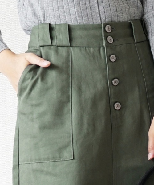 e-zakkamania stores（イーザッカマニアストアーズ）の「コットンツイル ペンシルスカート（スカート・レディース・カーキ/ベージュ/ブラック/オフホワイト・L/M）」の9枚目の写真