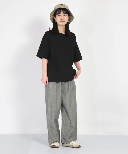 D.M.G ドミンゴ チェック柄 あったか 裏起毛 パンツ グレー L 日本製