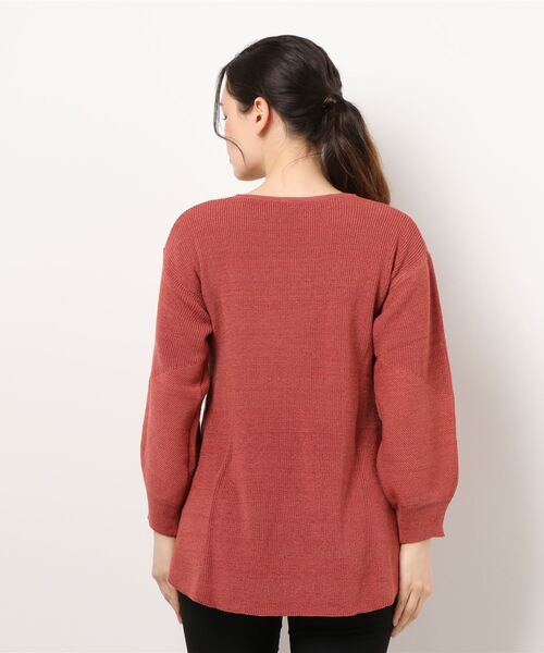 BELLUNA（ベルーナ）の「ラメ使いフレアーシルエットニットチュニック（チュニック・レディース・グリーン/ブルーグレー/杢グレー/コーラル・MEDIUM/LARGE/X-LARGE）」の8枚目の写真