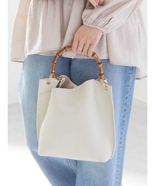 Green　Parks（グリーンパークス）の「・cache cache バンブーショルダーバッグ＊（ショルダーバッグ・レディース・ベージュ/アイボリー/ラベンダー・FREE）」の5枚目の写真