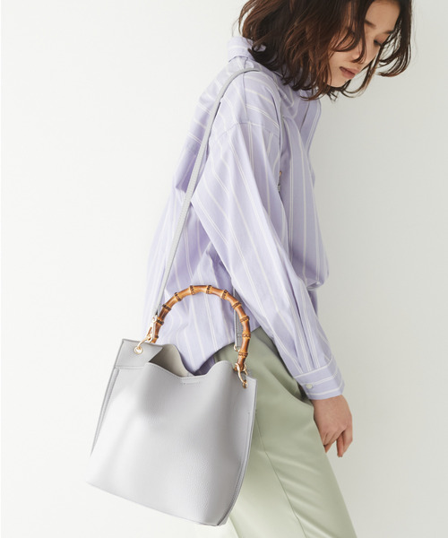 Green　Parks（グリーンパークス）の「・cache cache バンブーショルダーバッグ＊（ショルダーバッグ・レディース・ベージュ/アイボリー/ラベンダー・FREE）」の3枚目の写真