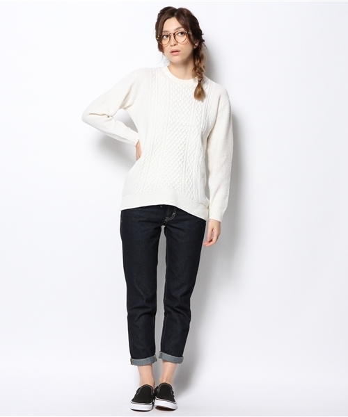 LE JUN(ルジュン)の「ケーブル柄クルーPO(ニット/セーター・レディース・グレー/ホワイト/ブルー・SMALL/MEDIUM/LARGE)」の8枚目の写真