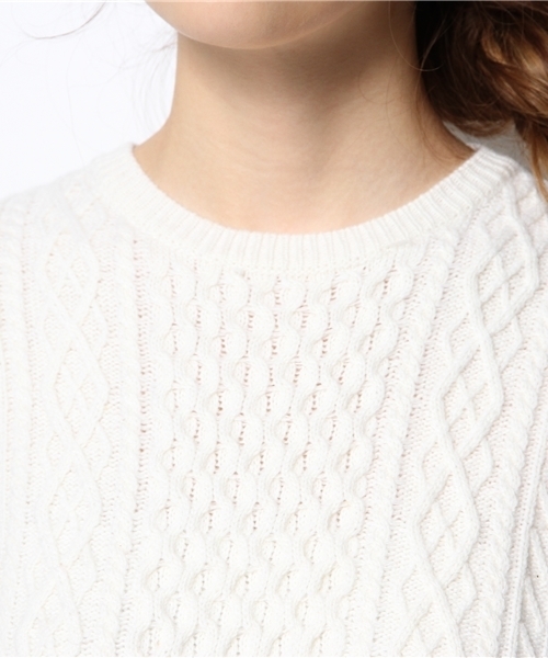 LE JUN(ルジュン)の「ケーブル柄クルーPO(ニット/セーター・レディース・グレー/ホワイト/ブルー・SMALL/MEDIUM/LARGE)」の9枚目の写真