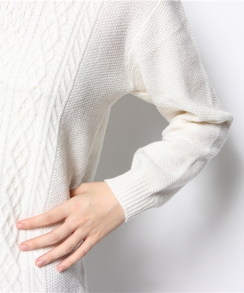 LE JUN(ルジュン)の「ケーブル柄クルーPO(ニット/セーター・レディース・グレー/ホワイト/ブルー・SMALL/MEDIUM/LARGE)」の10枚目の写真