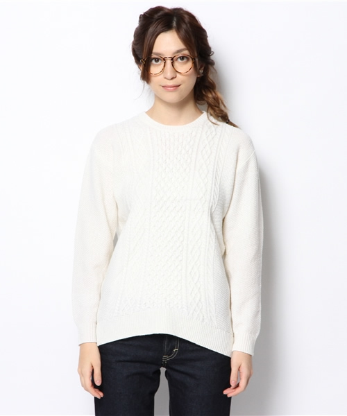 LE JUN(ルジュン)の「ケーブル柄クルーPO(ニット/セーター・レディース・グレー/ホワイト/ブルー・SMALL/MEDIUM/LARGE)」の5枚目の写真