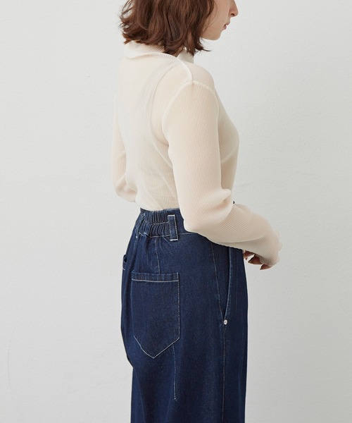 MERLOT（メルロー）の「シアープリーツハイネックメローTOPS（Tシャツ/カットソー・レディース・アイボリー/パープル/ライトグレー・FREE）」の5枚目の写真