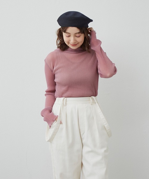 MERLOT（メルロー）の「シアープリーツハイネックメローTOPS（Tシャツ/カットソー・レディース・アイボリー/パープル/ライトグレー・FREE）」の12枚目の写真