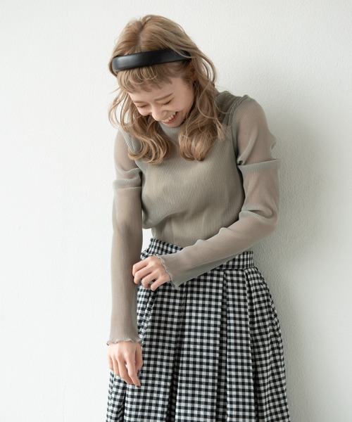 MERLOT（メルロー）の「シアープリーツハイネックメローTOPS（Tシャツ/カットソー・レディース・アイボリー/パープル/ライトグレー・FREE）」の20枚目の写真