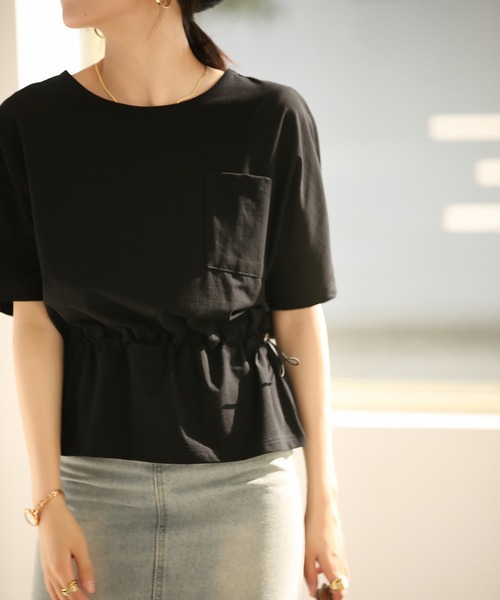 SAISON DE PAPILLON(セゾンドパピヨン)の「2Wayキモノスリーブ変形Tシャツ(Tシャツ/カットソー・レディース・ホワイト/カーキ/ベージュ/ブラック・L/M/S)」の3枚目の写真