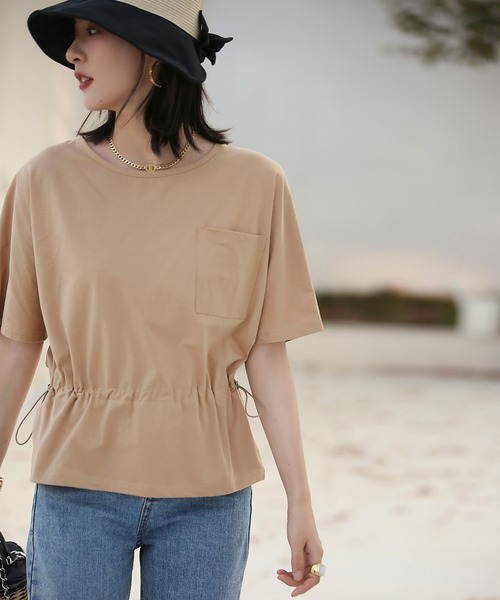 SAISON DE PAPILLON(セゾンドパピヨン)の「2Wayキモノスリーブ変形Tシャツ(Tシャツ/カットソー・レディース・ホワイト/カーキ/ベージュ/ブラック・L/M/S)」の6枚目の写真
