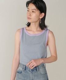 【forksy.】細リブボーダー配色パイピングタンクトップ