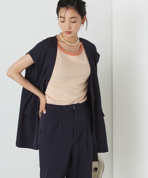 forksy.(フォルクシー)の「【forksy.】細リブボーダー配色パイピングタンクトップ(タンクトップ・レディース・パープル/ブラウン/イエロー/オレンジ/ライトブラウン/ブルー/マスタード/ブラック/グリーン・FREE)」の9枚目の写真