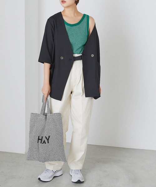 forksy.(フォルクシー)の「【forksy.】細リブボーダー配色パイピングタンクトップ(タンクトップ・レディース・パープル/ブラウン/イエロー/オレンジ/ライトブラウン/ブルー/マスタード/ブラック/グリーン・FREE)」の22枚目の写真