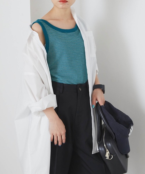 forksy.(フォルクシー)の「【forksy.】細リブボーダー配色パイピングタンクトップ(タンクトップ・レディース・パープル/ブラウン/イエロー/オレンジ/ライトブラウン/ブルー/マスタード/ブラック/グリーン・FREE)」の19枚目の写真