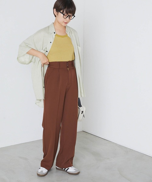 forksy.(フォルクシー)の「【forksy.】細リブボーダー配色パイピングタンクトップ(タンクトップ・レディース・パープル/ブラウン/イエロー/オレンジ/ライトブラウン/ブルー/マスタード/ブラック/グリーン・FREE)」の12枚目の写真