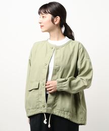 Samansa Mos2 blue | ノーカラーミリタリージャケット(ミリタリージャケット)