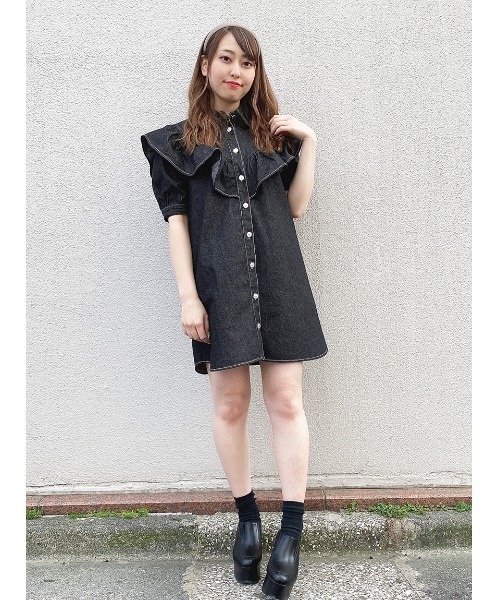 one way ワンウェイ フリルカフステーラージャケット ブラック docking frill one-piece – Acka online store