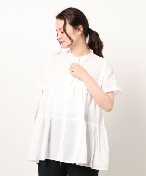 Lugnoncure（ルノンキュール）の「シアーティアードブラウス（シャツ/ブラウス・レディース・オフホワイト/ブラック/カーキ・ﾌﾘ-）」の6枚目の写真