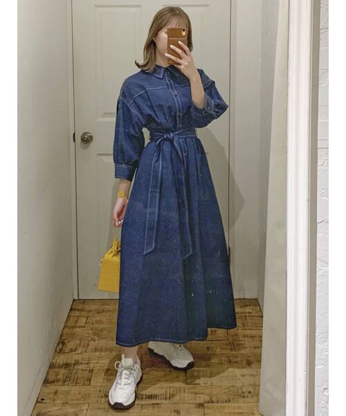 dazzlin（ダズリン）の「ステッチアートハーフスリーブワンピース（ワンピース・レディース・アイボリー/ネイビー/ブラウン・FREE）」の13枚目の写真