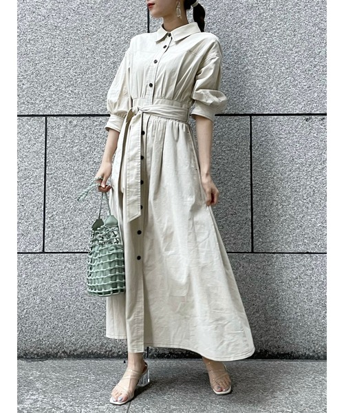 dazzlin（ダズリン）の「ステッチアートハーフスリーブワンピース（ワンピース・レディース・アイボリー/ネイビー/ブラウン・FREE）」の2枚目の写真